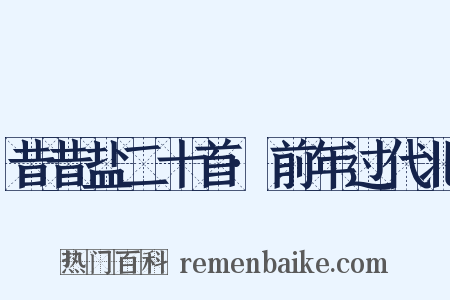 昔昔盐二十首·前年过代北是什么意思的图片